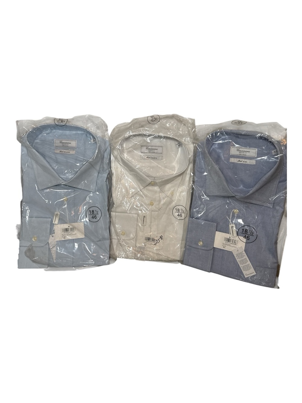 NEW! Camicissima LOT OF 3 Long Sleeve Dress Shirts 18.5 Regular Fit